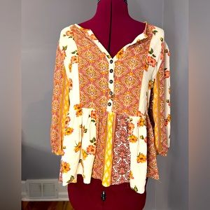 Multicolor floral dress top with flare bottom area ,size Medium, brand blue rain